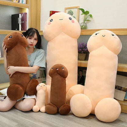 Cute Flesh-Colored Plush Penis Pillow - Soft, Fun Cushion Gift for Girls