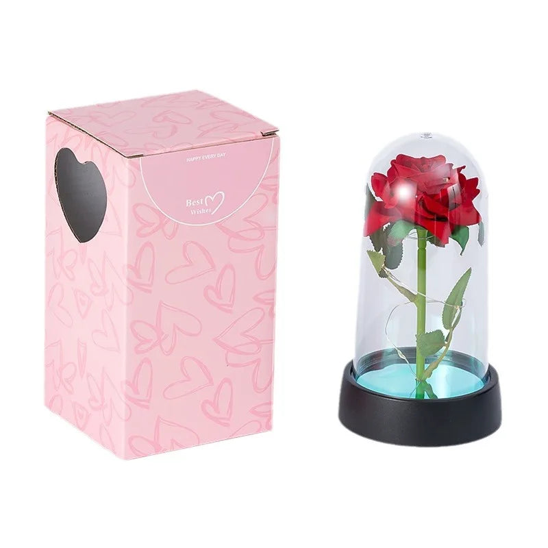 LED Eternal Rose in Glass Dome - Romantic Gift for Home