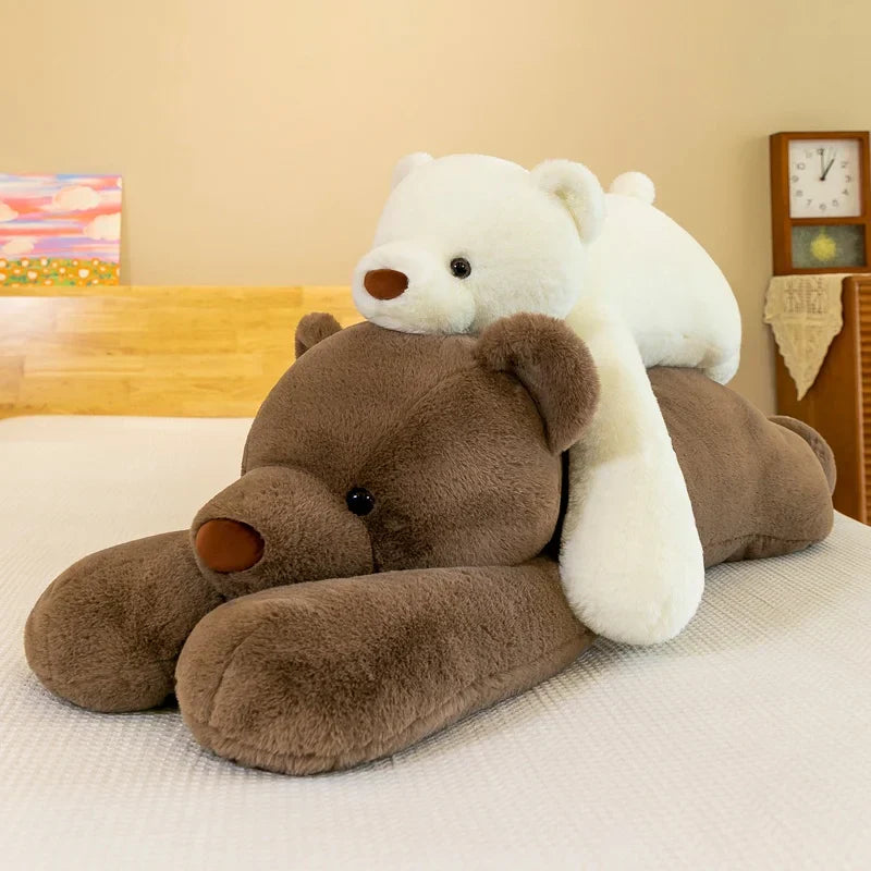 Prone Polar Bear Plush Toy - Soft, Weighted, Perfect Gift for Friends!