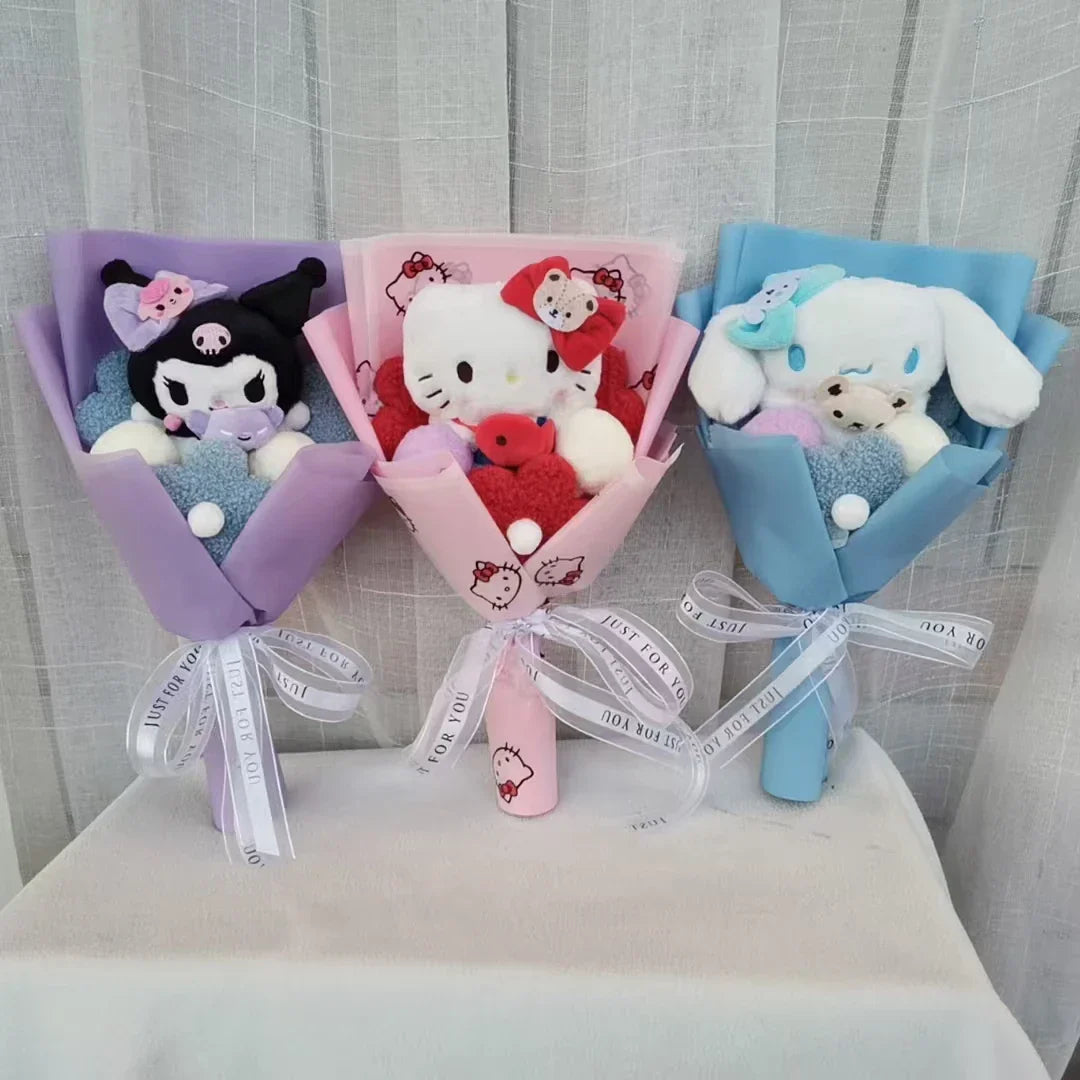 Anime Kuromi Hello Kitty Plush Doll Kawaii Bouquet Toy
