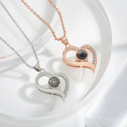 Custom Photo Projection Heart Necklace Gift Set