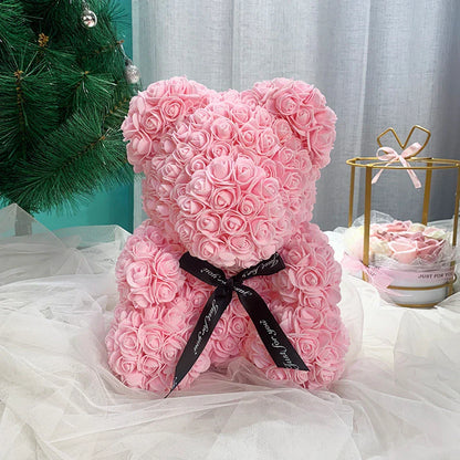 Lighted Rose Flower Teddy Bear 25cm Gift Box Edition