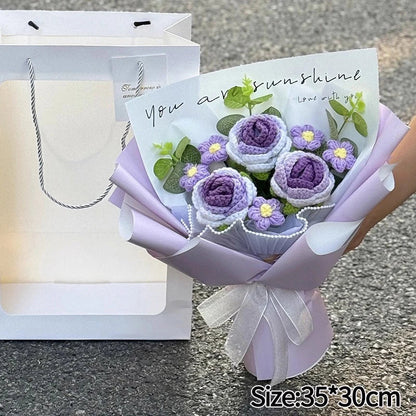 Hand-Woven Rose Flower Bouquet Artificial Flowers for Birthday and Valentine's Day