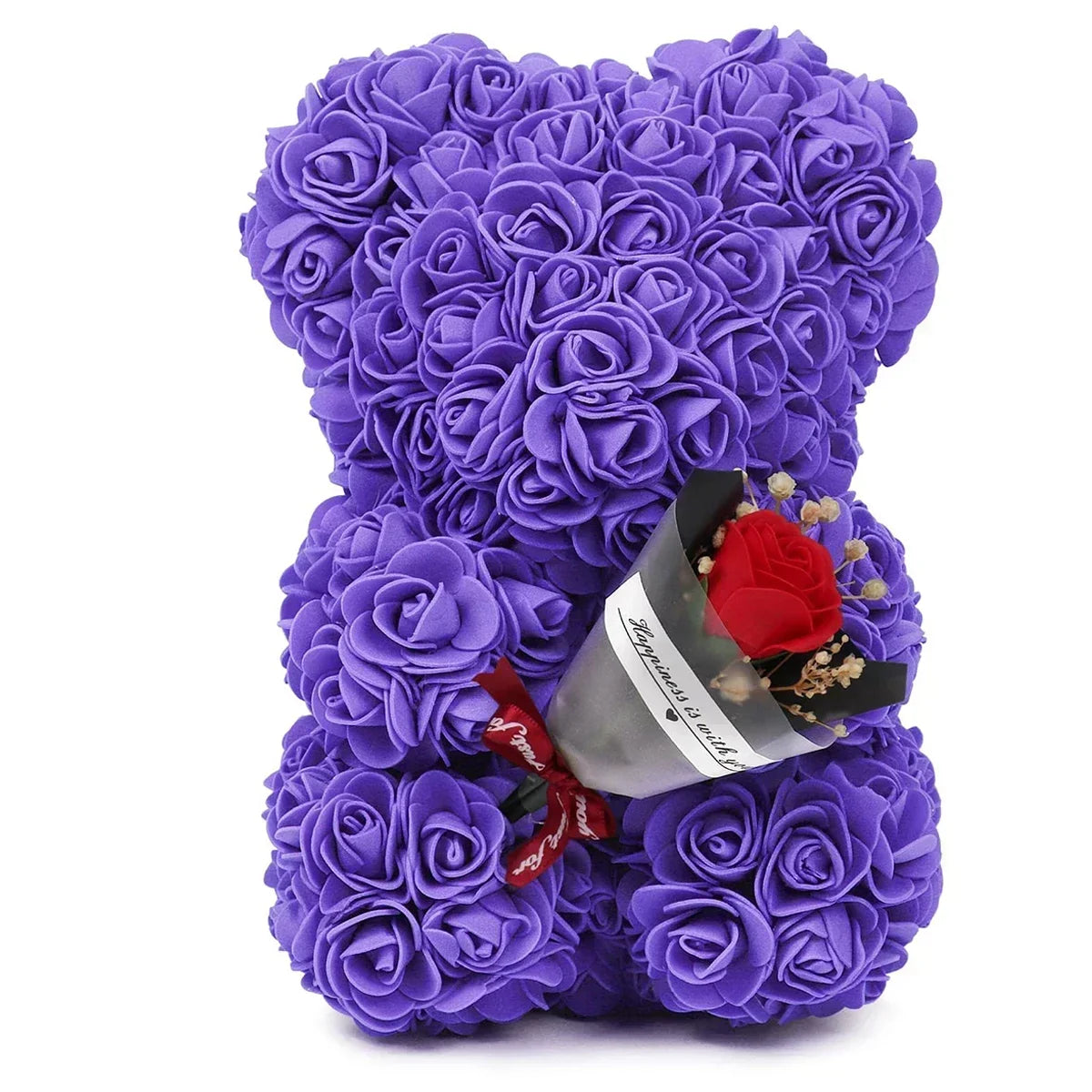 Rose Teddy Bear with Artificial Flowers - Romantic Gift for Girlfriend, Wife, or Mom