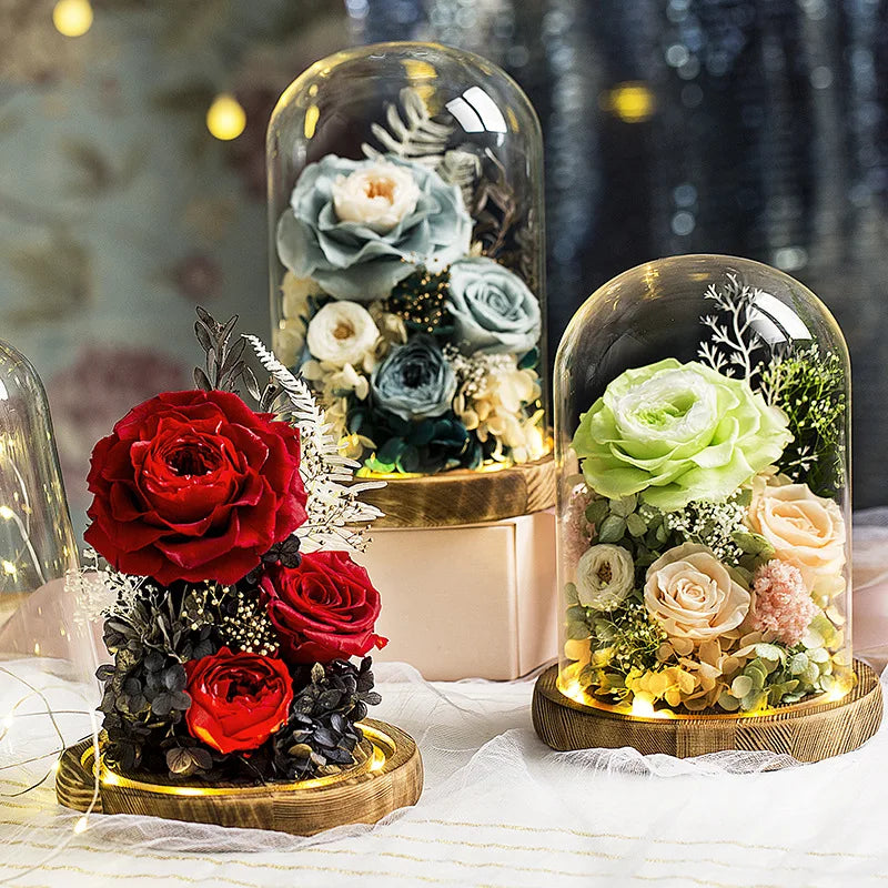 Eternal Rose Glass Dome Light Decor