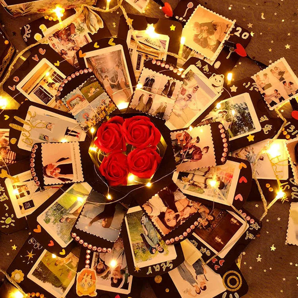 Hexagonal Explosion Gift Box with Photo Album for Valentine