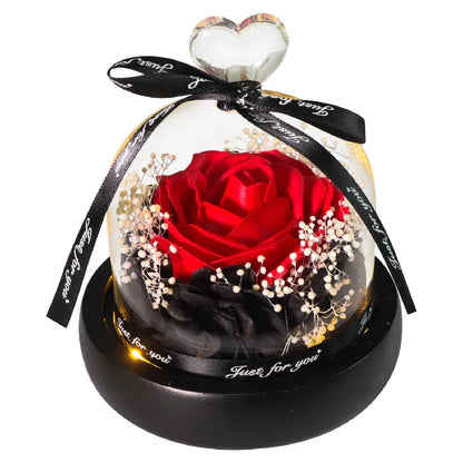 Forever Preserved Rose in Glass with Lamp for Valentine and Special Occasions