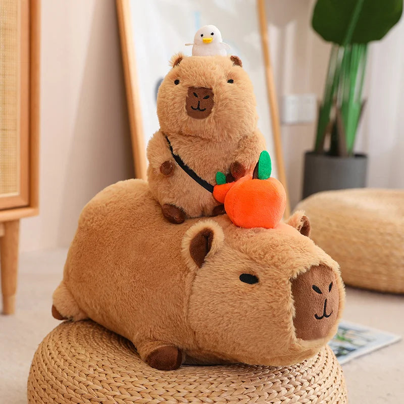 Capybara Plush Toy - Fluffy Fruit-Embracing Doll for Fun Gifts