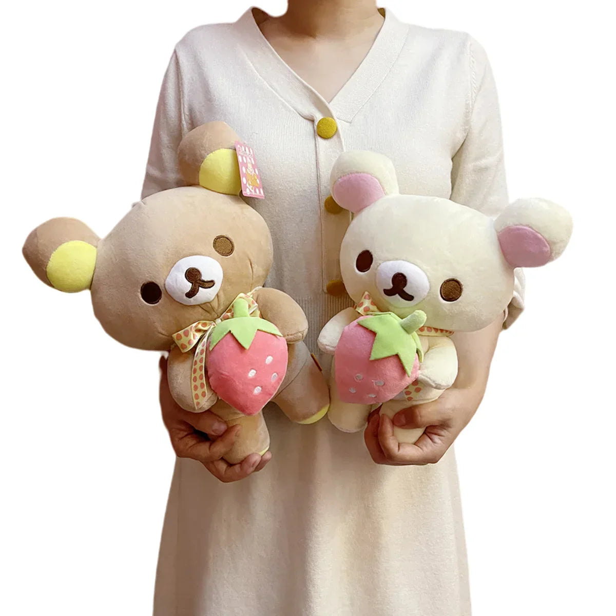 Cute Strawberry Rilakkuma Plush Toy - Adorable Soft Teddy Bear Gift