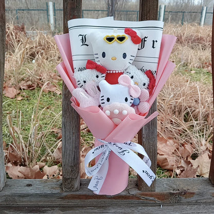 Cute Cat Plush Bouquet with Rose