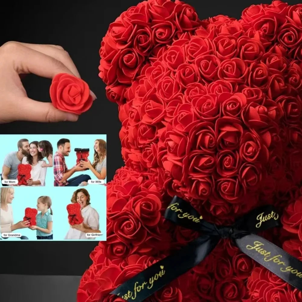 Eternal Rose Teddy Bear Artificial Floral Gift
