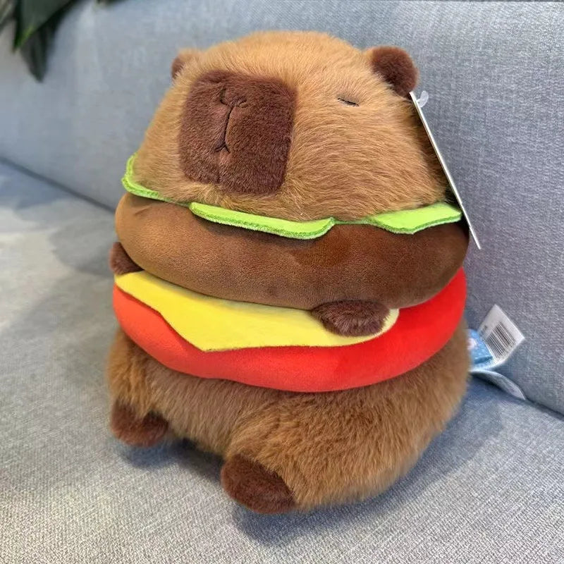 Hamburger Capybara Plush Toy Soft Cute Stuffed Animal Pillow