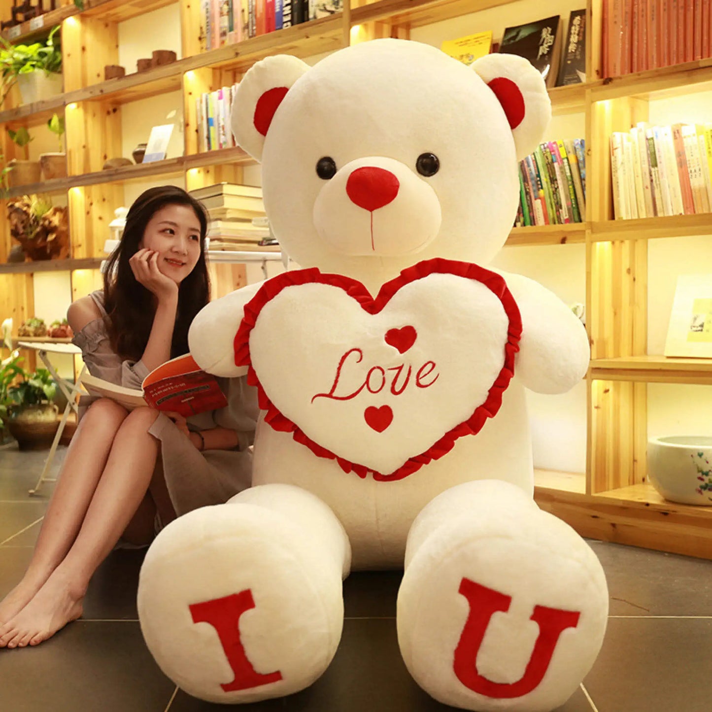 80/100cm I Love You Teddy Bear Plush - Large Soft Stuffed Toy for Kids, Girlfriend, or Valentine's Day