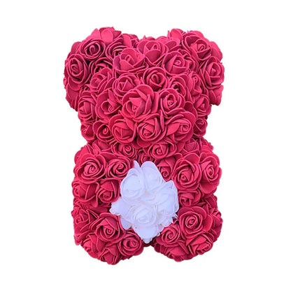 25 cm Rose Teddy Bear Artificial Foam Flower Gift