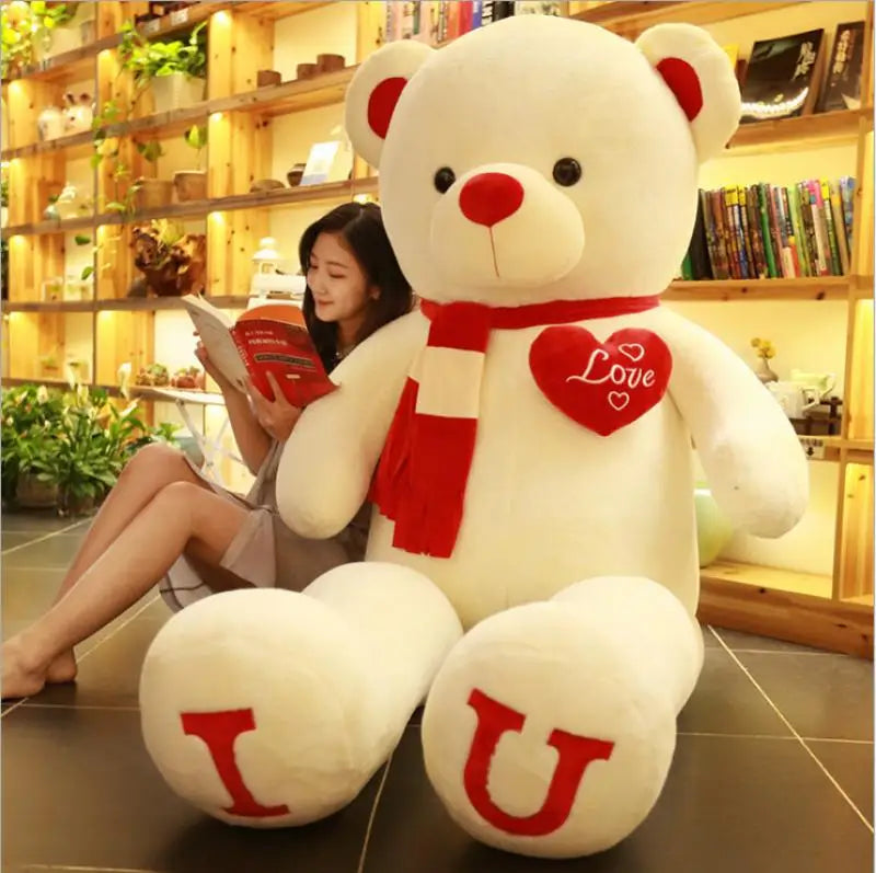 80/100cm I Love You Teddy Bear Plush - Large Soft Stuffed Toy for Kids, Girlfriend, or Valentine's Day