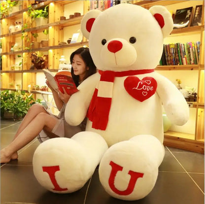 80/100cm I Love You Teddy Bear Plush - Large Soft Stuffed Toy for Kids, Girlfriend, or Valentine's Day