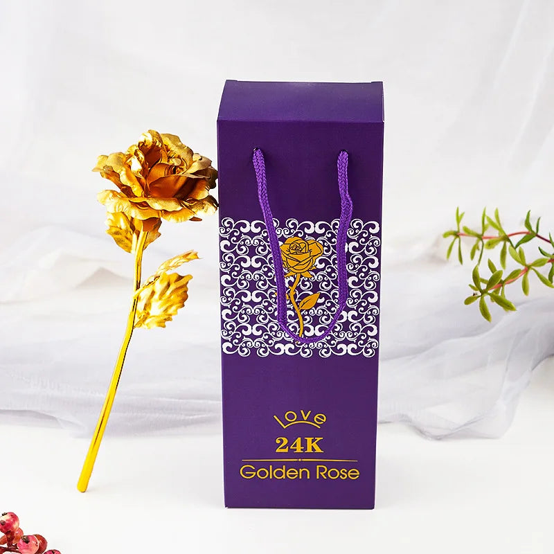 Artificial 24K Gold Rose with Gift Box Luxury Present