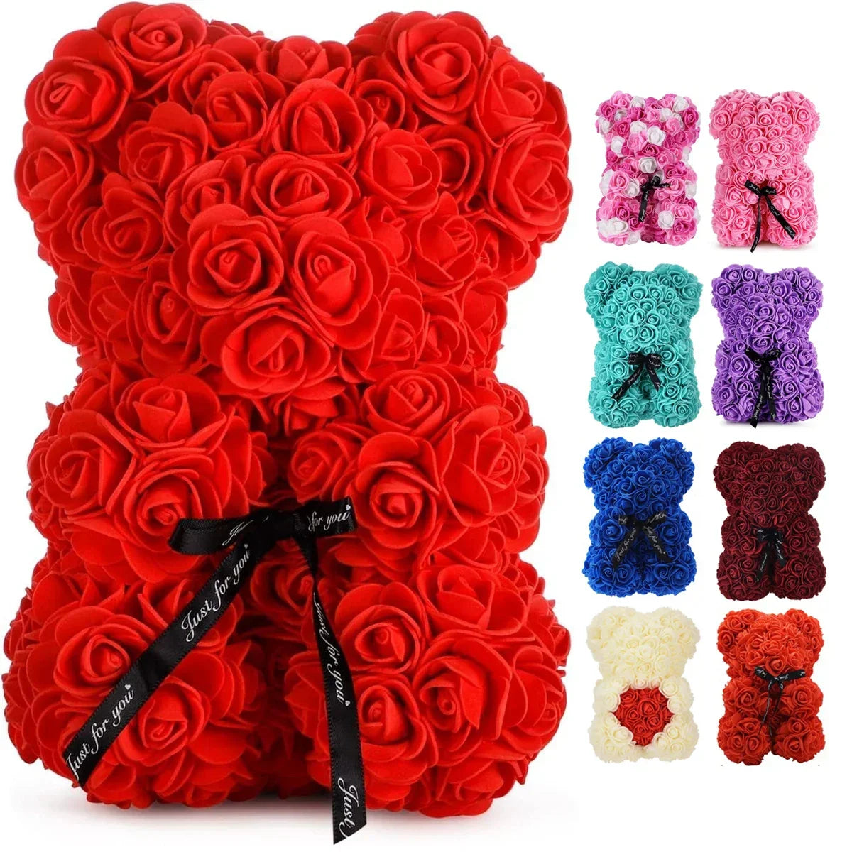 Eternal Rose Teddy Bear Artificial Floral Gift 25cm