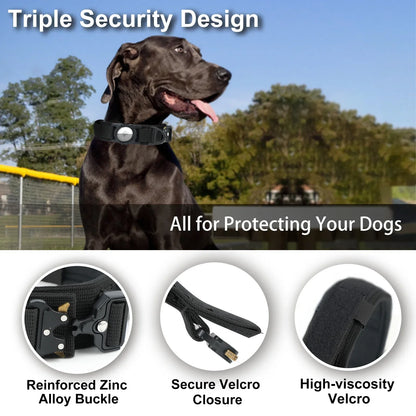 AirTag Dog Collar with Handle, Tactical Dog Collar for Large Medium Dogs