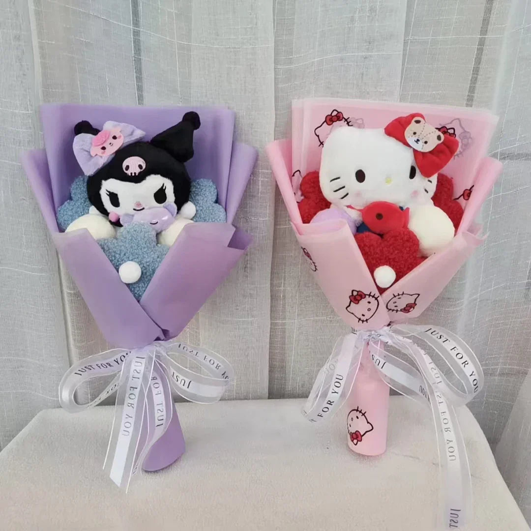 Anime Kuromi Hello Kitty Plush Doll Kawaii Bouquet Toy