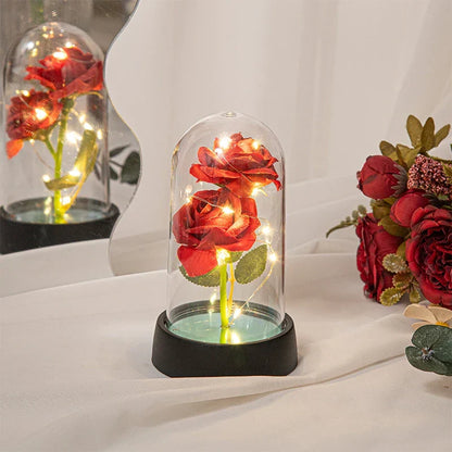 Glowing Galaxy Eternal Double Rose with LED Lights Romantic Gift for Valentine's Day and Wedding