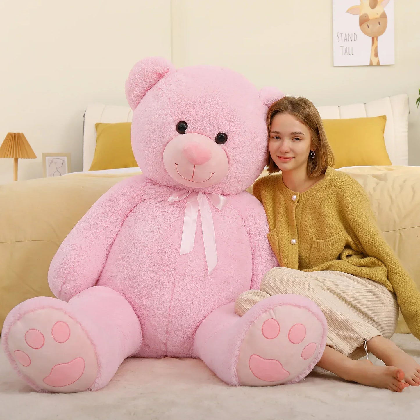 Giant Teddy Bear 5 Feet Pink Plush Life Size Gift