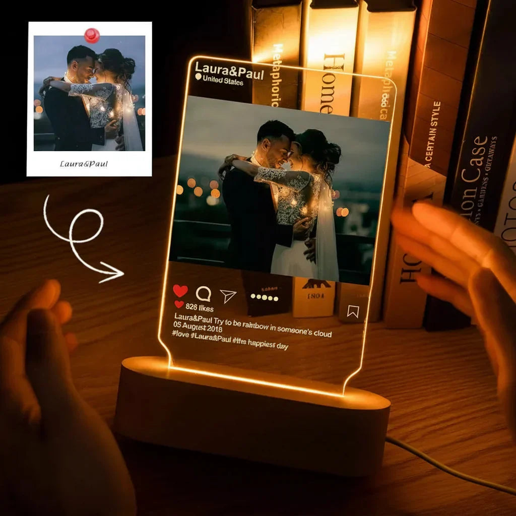 Personalized 3D Photo Night Light with Custom Text