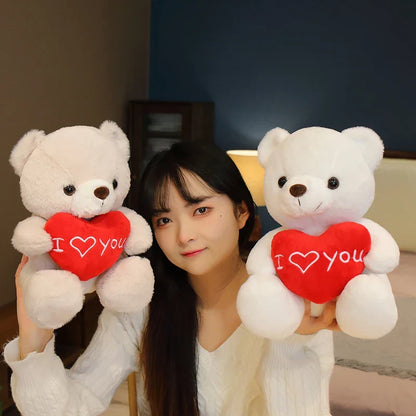 28CM Teddy Bear Plush Toy Holding Heart I Love You