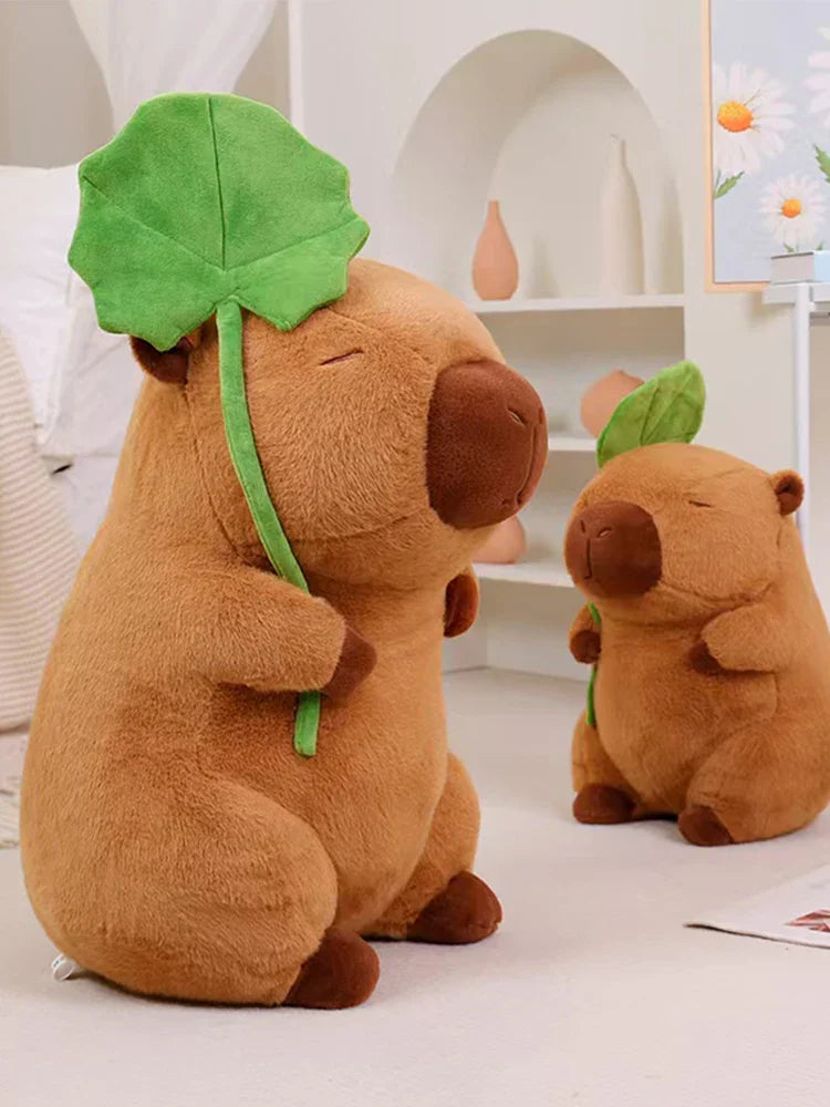 Kawaii Cartoon Lotus Leaf Capybara Plush Toy - Soft Pillow Gift