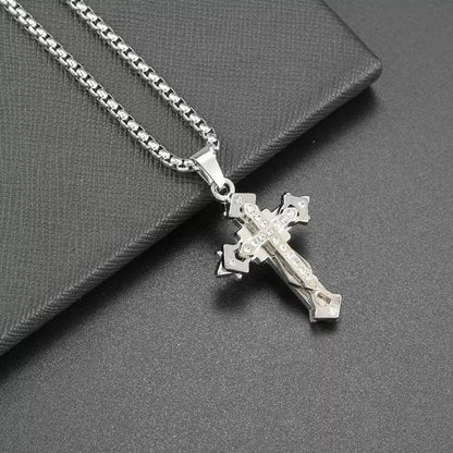 Titanium Steel Cross Pendant Necklace