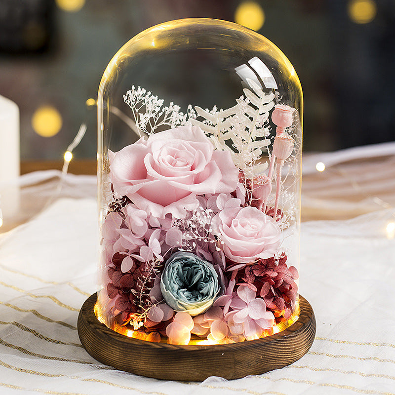 Eternal Rose Glass Dome Light Decor