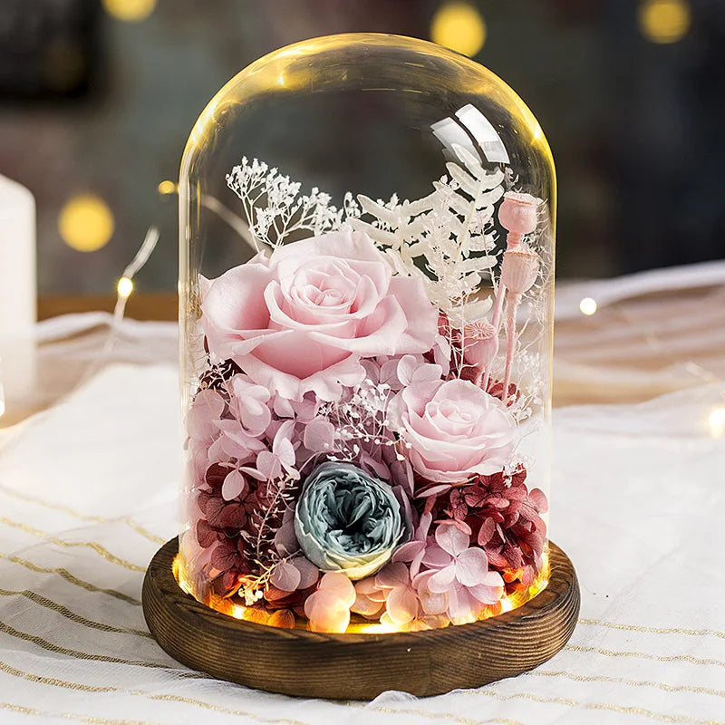 Eternal Rose Glass Dome Light Decor