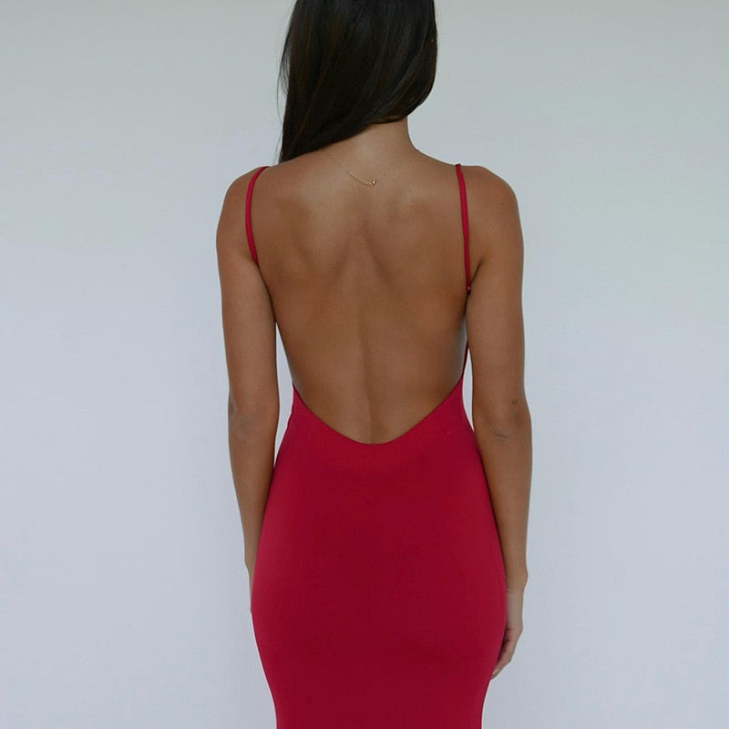 Strappy Backless Bodycon Maxi Dress