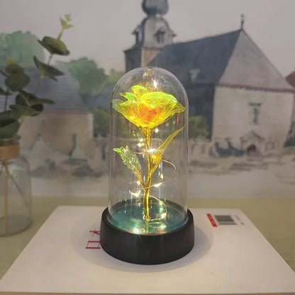 Eternal LED Rose in Glass Dome for Valentine's Day, Wedding, and Romantic Gifts