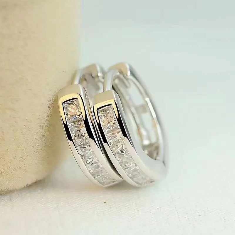 925 Sterling Silver Round Zircon Stud Earrings