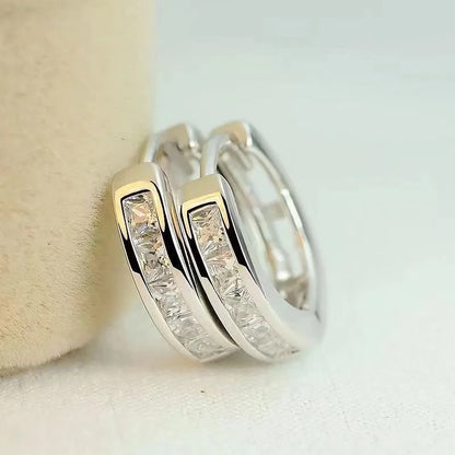 925 Sterling Silver Round Zircon Stud Earrings