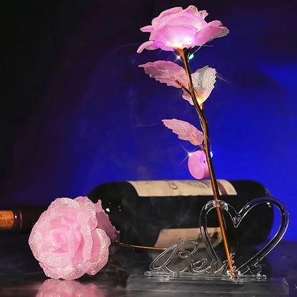 Foil Plated Rose Gold Rose Artificial Flowers Gift Set