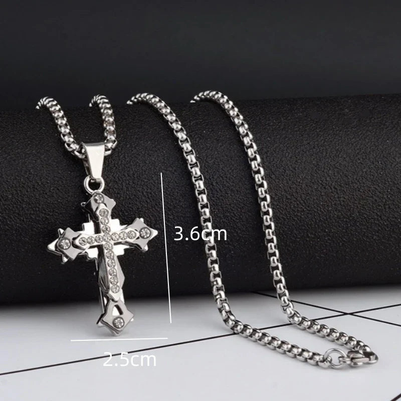 Titanium Steel Cross Pendant Necklace