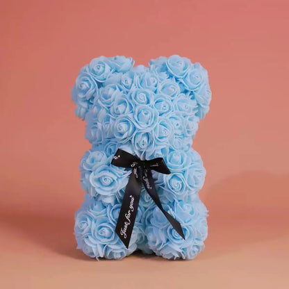 Rose Flower Teddy Bear 25cm Romantic Gift with Box