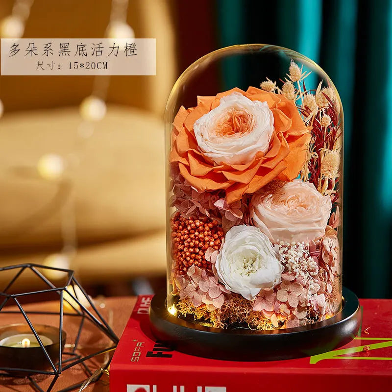 Eternal Rose Glass Dome Light Decor