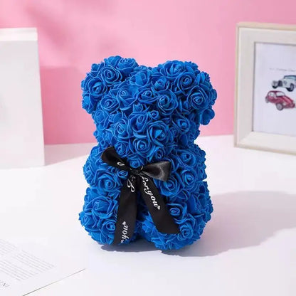 Rose Flower Teddy Bear 25cm Romantic Gift with Box