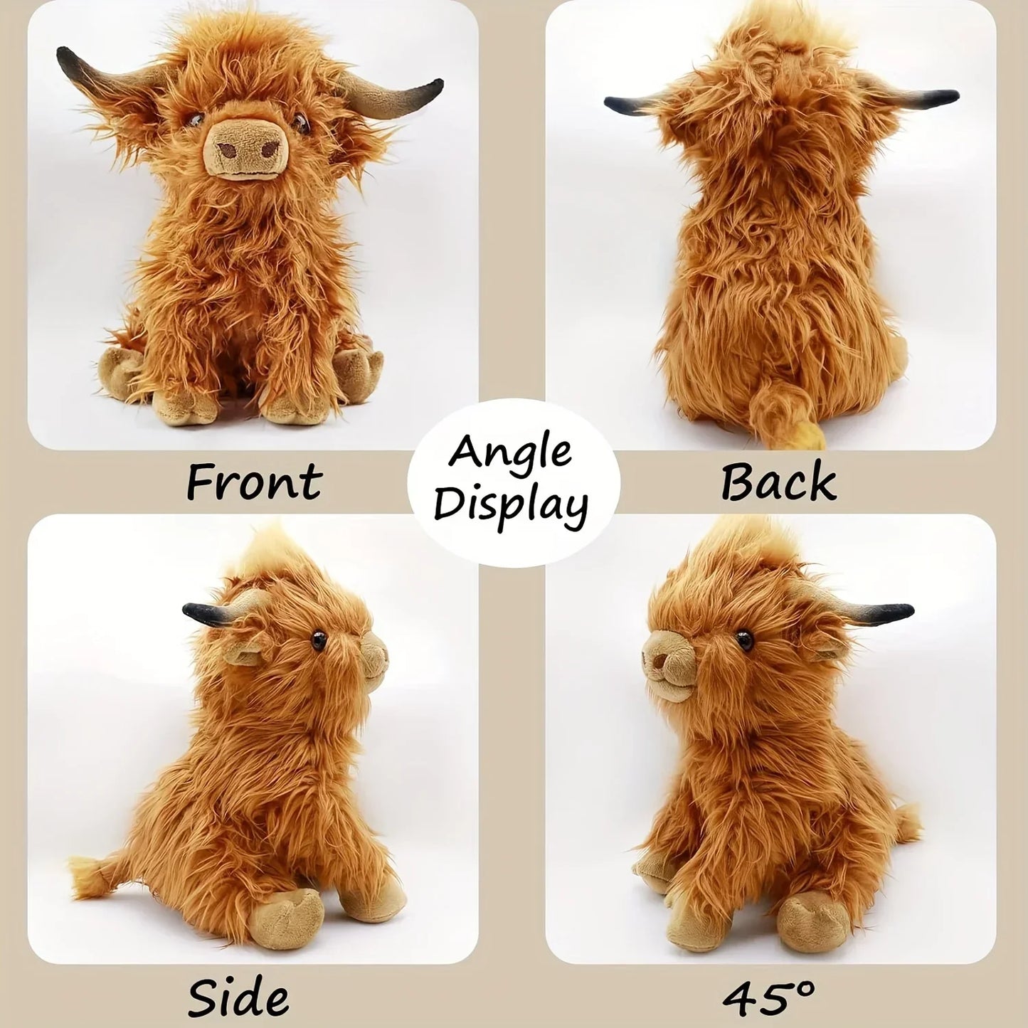 Highland Cow Plush Toy - Soft, Kawaii Stuffed Animal for Kids & Decor