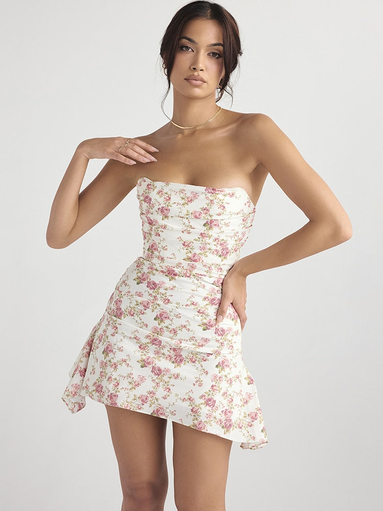 Satin Draped Tube Mini Dress
