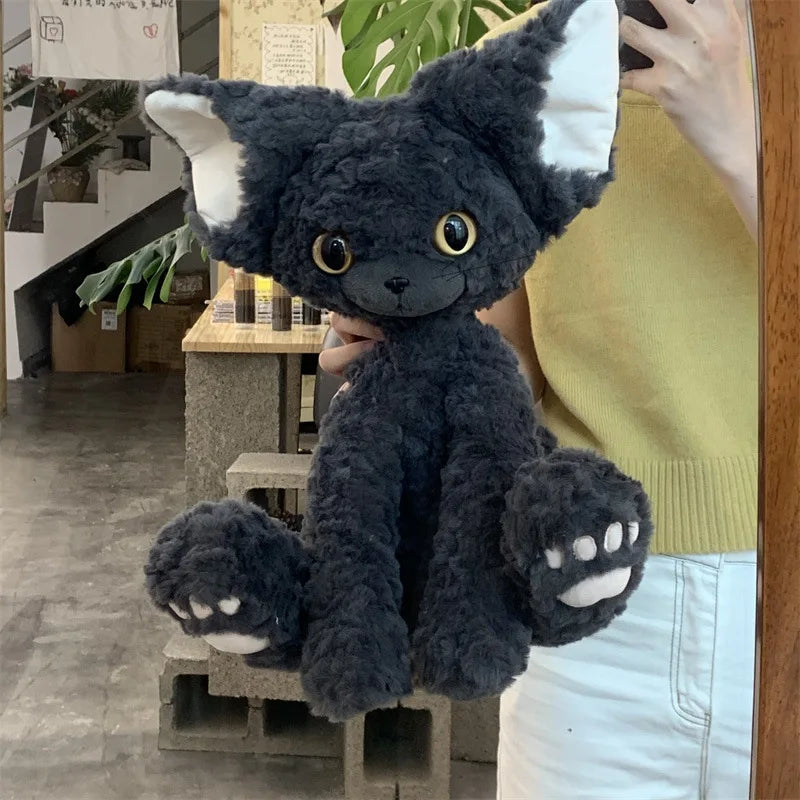 Cute Black Cat Plush Toy - Soft Throw Pillow & Long Hair Doll for Kids