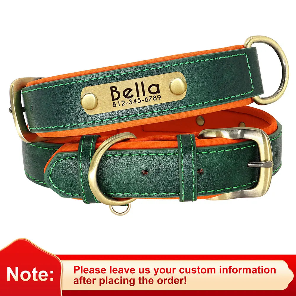 Customized Leather ID Nameplate Dog Collar
