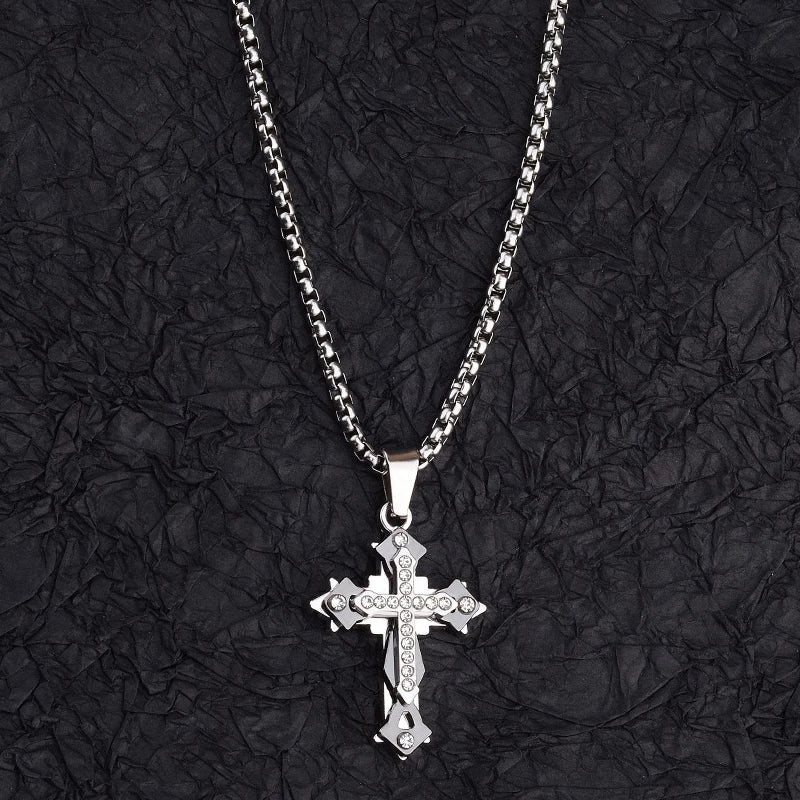 Titanium Steel Cross Pendant Necklace