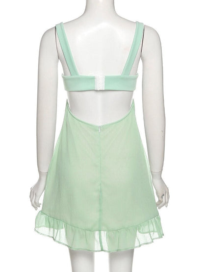 Green Frill Mini Dress