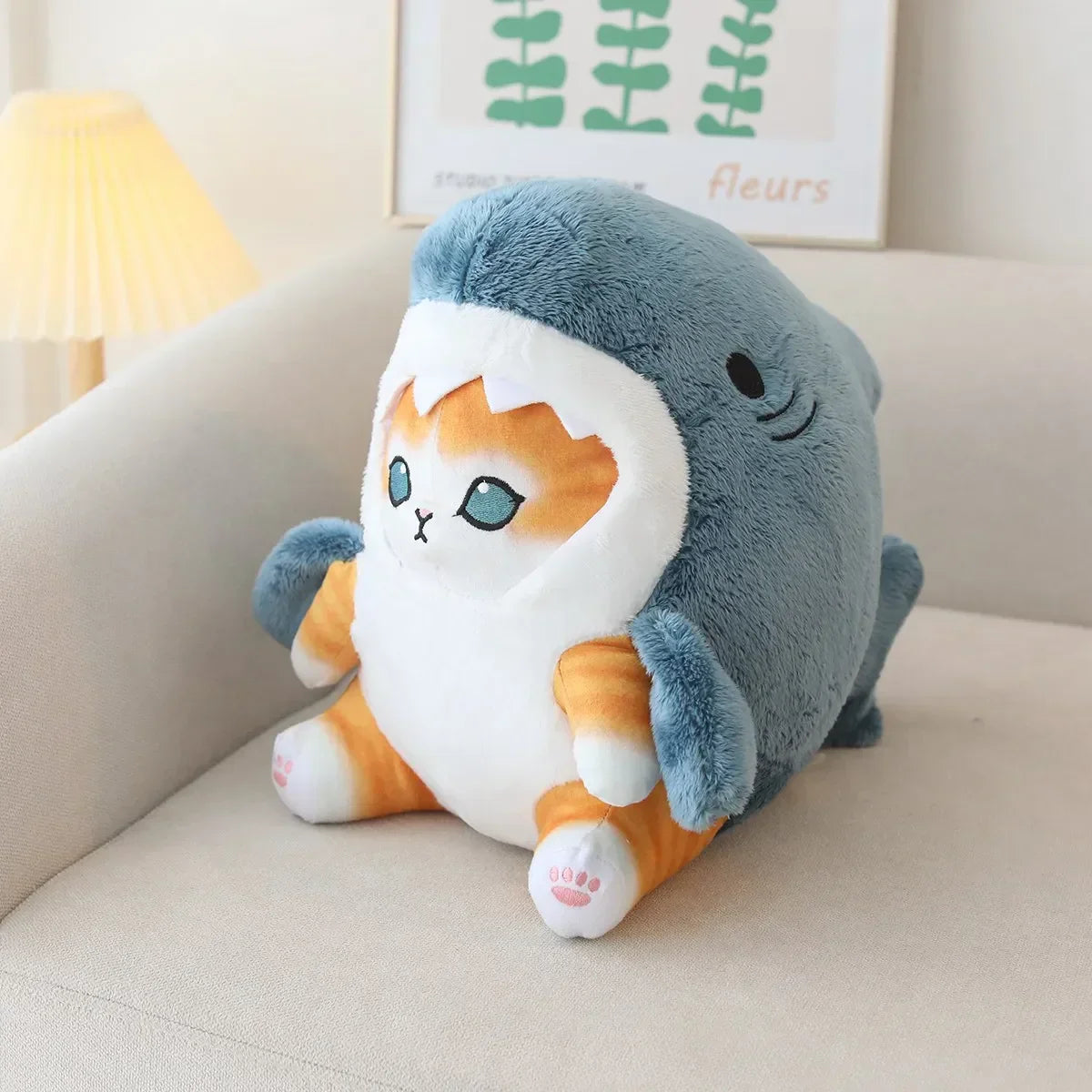 Kawaii Shark Cat Plush - Adorable Soft Stuffed Animal for Kids & Home Decor