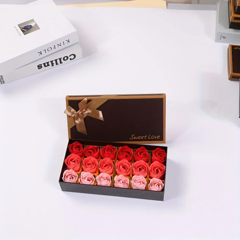 18-Piece Rose Soap Flower Gift Set with Butterfly Theme for Romantic and Special Occasions