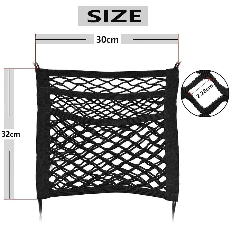 Pet Car Safety Net Barrier Rear Seat Fence with Storage Bag
